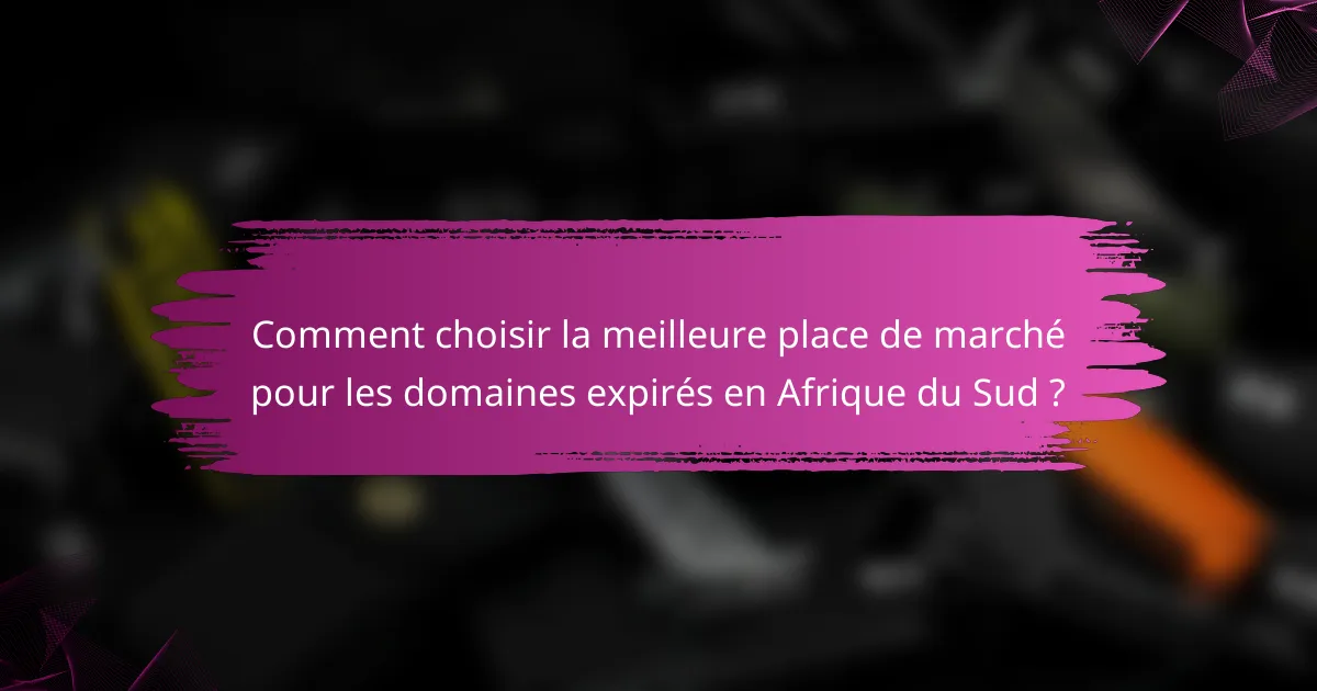 Comment choisir la meilleure place de marché pour les domaines expirés en Afrique du Sud ?