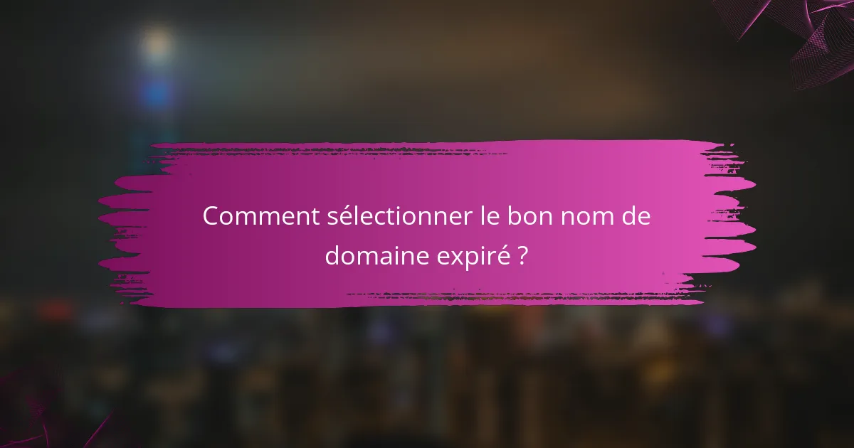 Comment sélectionner le bon nom de domaine expiré ?