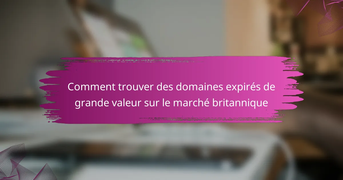 Comment trouver des domaines expirés de grande valeur sur le marché britannique