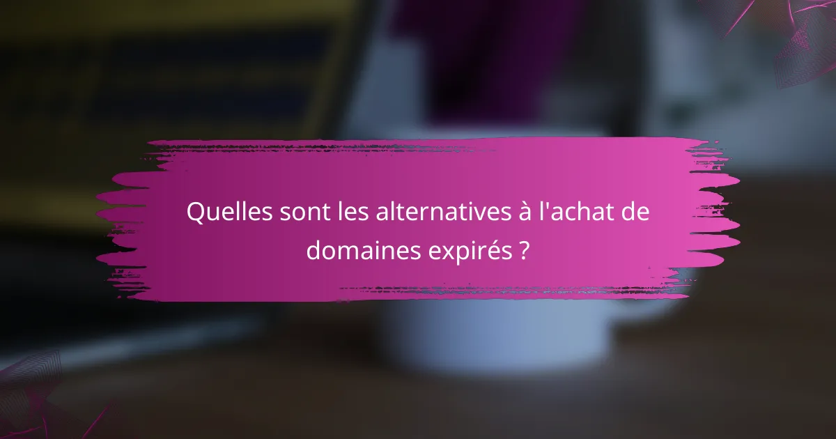 Quelles sont les alternatives à l'achat de domaines expirés ?