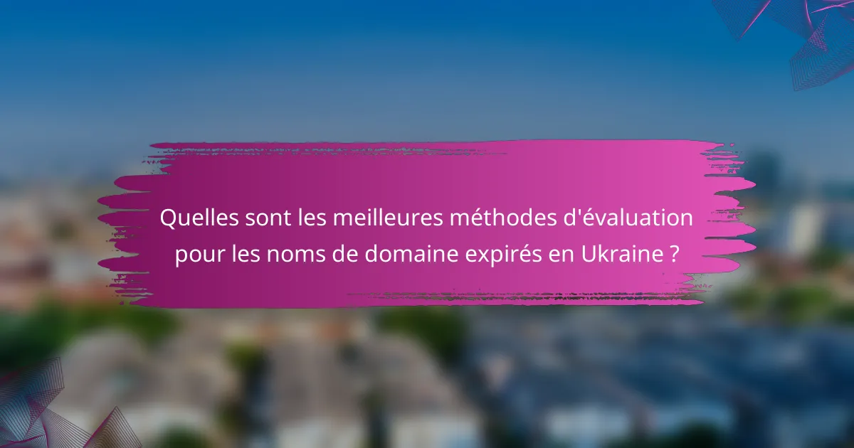 Quelles sont les meilleures méthodes d'évaluation pour les noms de domaine expirés en Ukraine ?