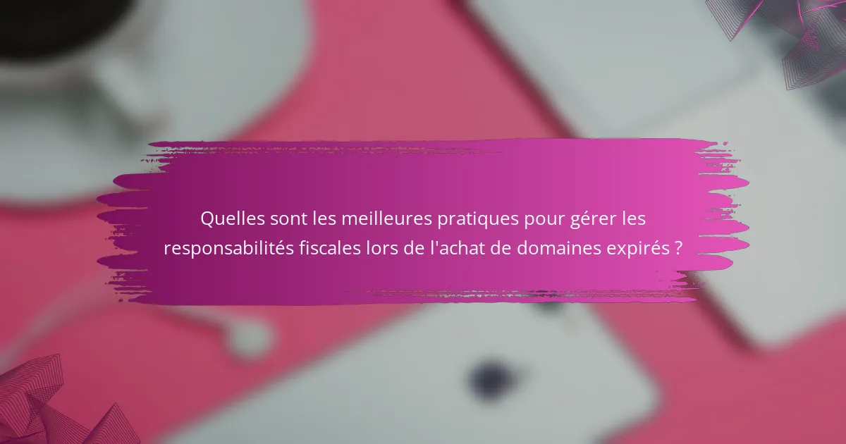 Quelles sont les meilleures pratiques pour gérer les responsabilités fiscales lors de l'achat de domaines expirés ?