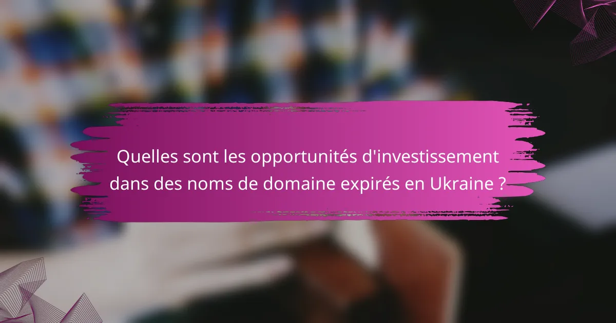 Quelles sont les opportunités d'investissement dans des noms de domaine expirés en Ukraine ?