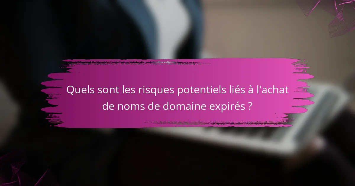 Quels sont les risques potentiels liés à l'achat de noms de domaine expirés ?